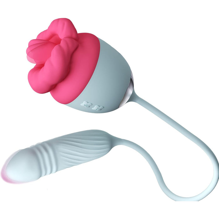 2 in 1 female vibrating toy with tongue stimulator and dildo