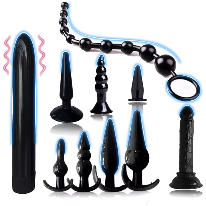 10 vnt. rinkinys pradedantiesiems – silikoniniai masažo vibratoriaus kaištukai