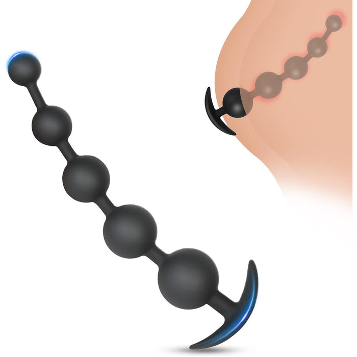 Flexible silicone anal chain with 5 balls - long anal toy