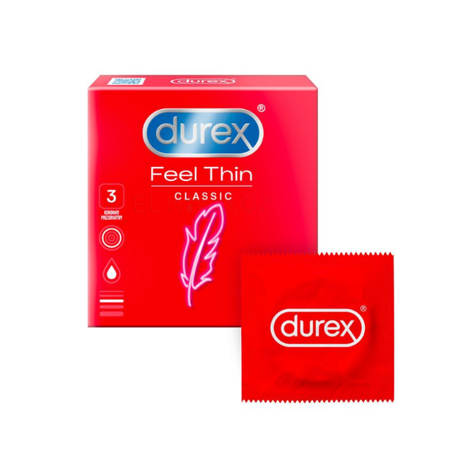 Durex Feel Thin Classic ploni prezervatyvai 3 vnt.