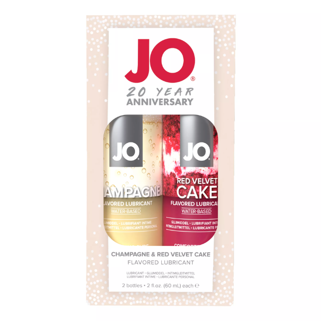 JO Champagne & Red Velvet Cake lubrikantų rinkinys, 2 vnt.
