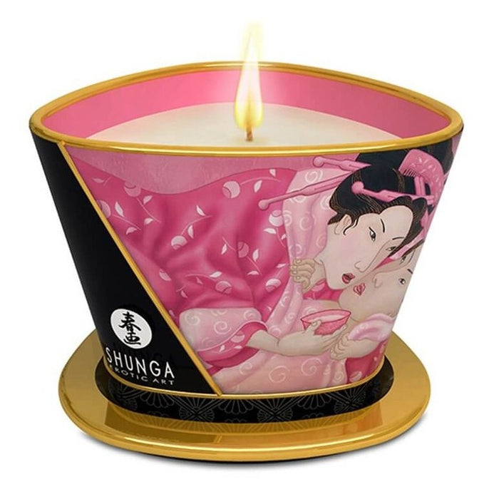 Shunga rožių aromato masažinė žvakė 170ml