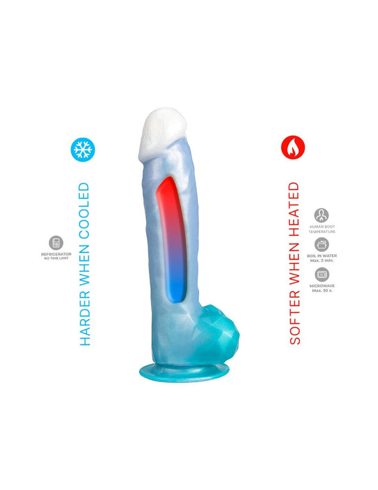 SilexD Angel – dildo, silicone, heat-reactive, blue, 20.3 cm