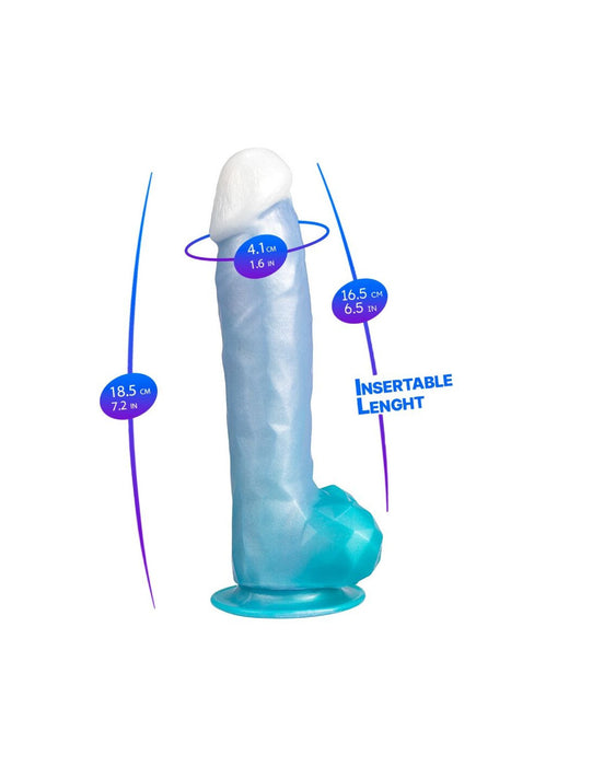 SilexD Angel – dildo, silicone, heat-reactive, blue, 20.3 cm