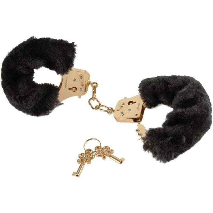Fetish Fantasy Gold Deluxe Furry Cuffs – prabangūs kailiuku dengti antrankiai