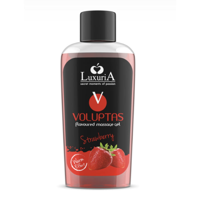 Stimuliuojantis masažo gelis Voluptas Strawberry, valgomas, 100 ml