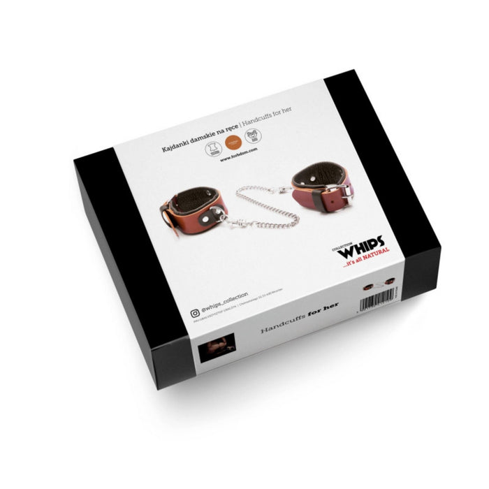 WHIPS women's handcuffs - genuine leather, cognac color