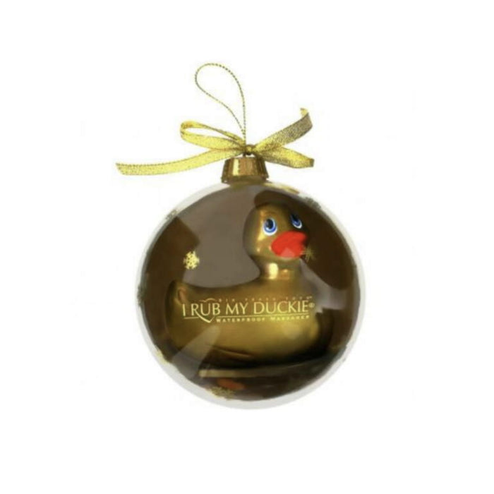 Vibruojantis ančiuko formos masažuoklis „I Rub My Duckie“ – kalėdinis dizainas, vandeniui atsparus