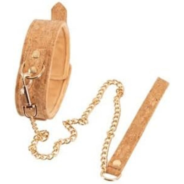 Antkaklis su pavadėliu Vegan Fetish – kamštinė medžiaga, reguliuojamas