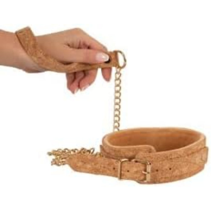 Antkaklis su pavadėliu Vegan Fetish – kamštinė medžiaga, reguliuojamas