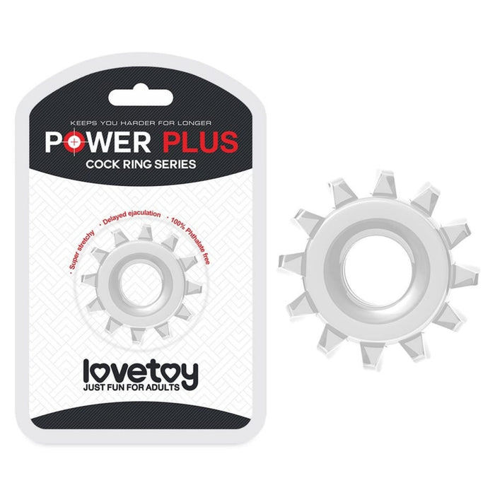 Lovetoy Power Plus penio žiedas – 1.6 cm, skaidrus