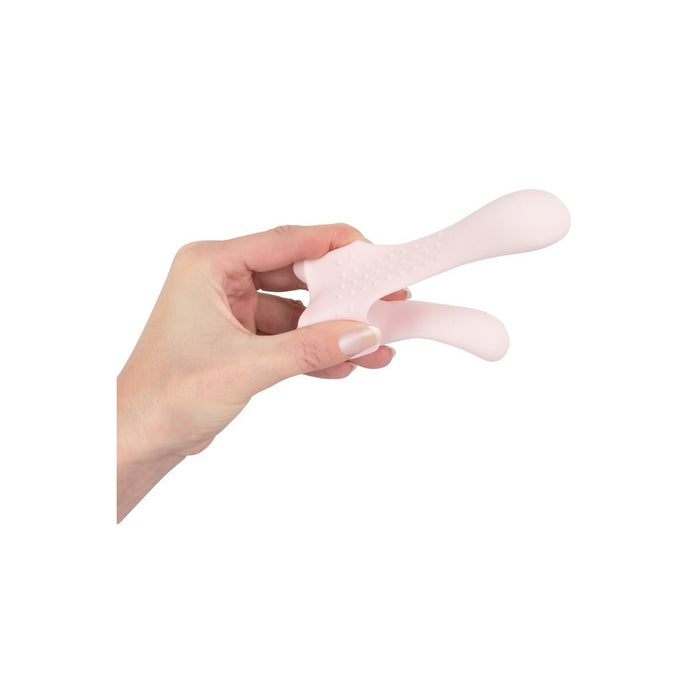 Couple's vibrator with two motors – silicone, USB, 13.1 cm