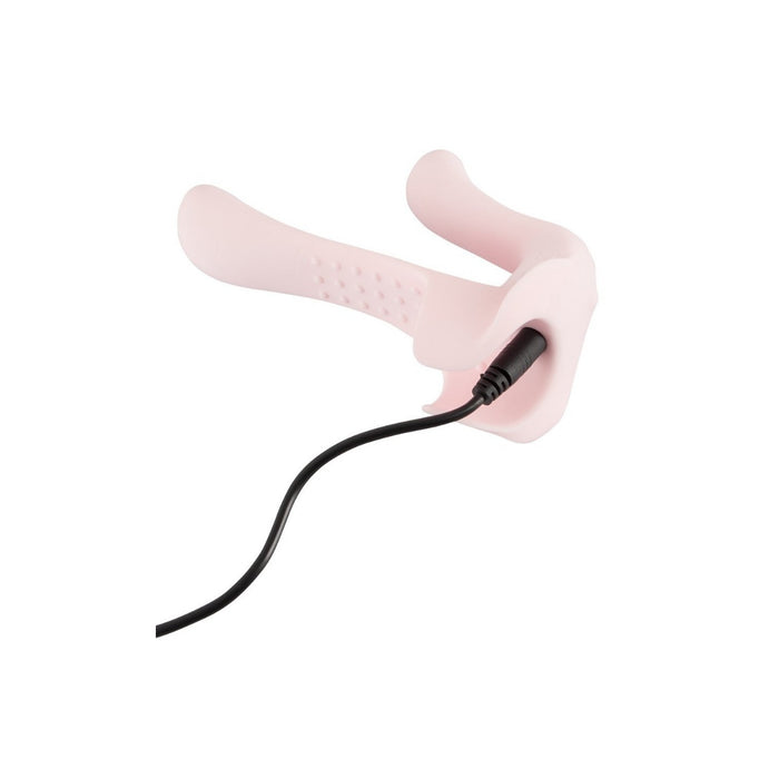 Couple's vibrator with two motors – silicone, USB, 13.1 cm