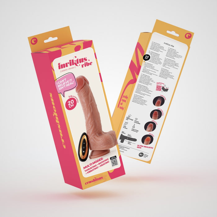 Crushious Inviktus Vibe 7.5 vibrator with remote control - penis imitator, rotation, silicone, flesh-colored