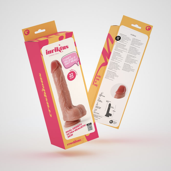 Crushious Inviktus 8.5 dildo su siurbtuku – silikoninis, kūno spalvos