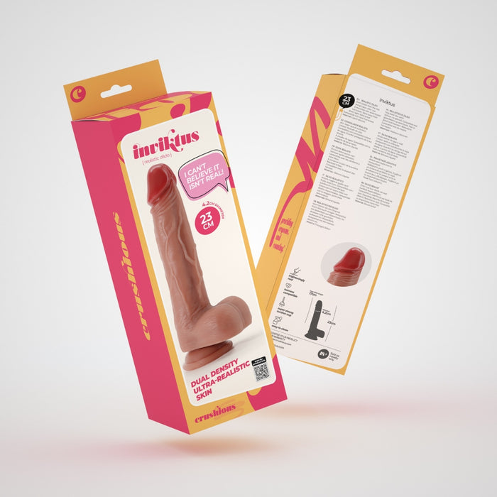 Crushious Inviktus 9 dildo su siurbtuku – silikoninis, kūno spalvos