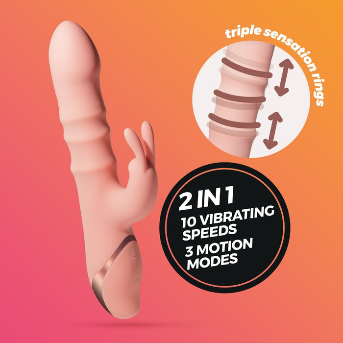 Crushious Ringlord Rabbit vibratorius – silikoninis, su žiedais, USB