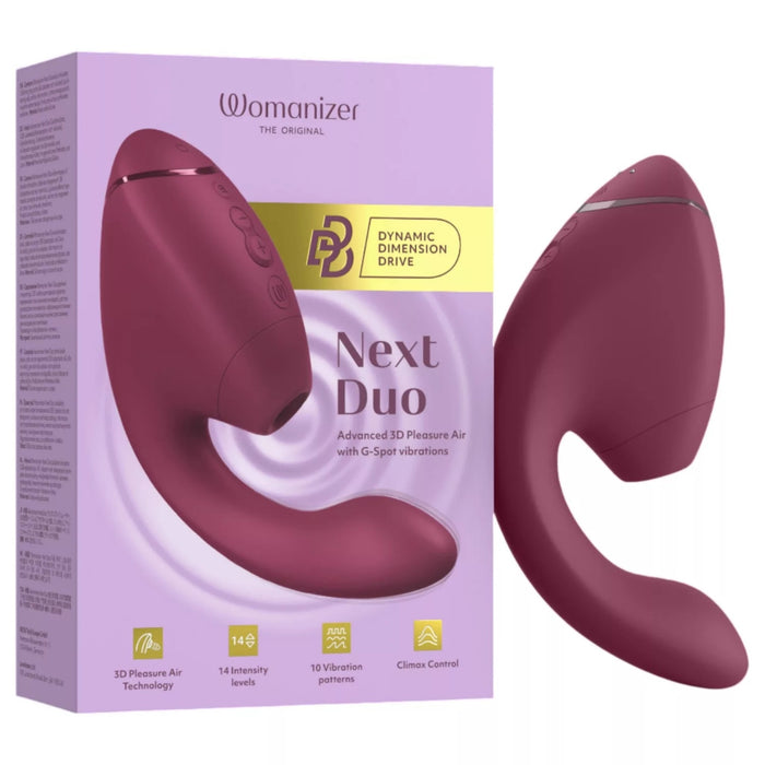 Womanizer Next Duo 2-in-1 vibrator - clitoral + G-spot, Pleasure Air, silicone, pink