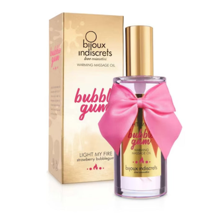 Bijoux Indiscrets Light My Fire masažo aliejus su šildančiu efektu – Bubble Gum, 100 ml