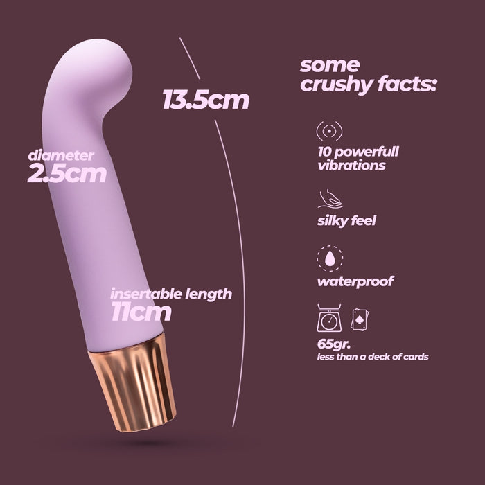 Crushious Mellow Gee mini vibratorius – nešiojamas, G taško forma, silikonas