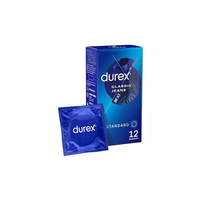 Durex Classic Jeans – prezervatyvai 56 mm, 12 vnt.