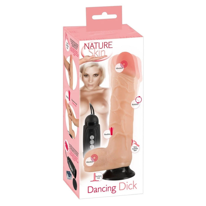 Nature Skin Dancing Dick – vibratorius, realistiškas, su pulteliu, 26 cm