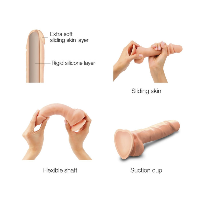 Sliding Skin Realistic Dildo Vanilla M – dildo, silikoninis, realistiškas, 100% atsparus vandeniui
