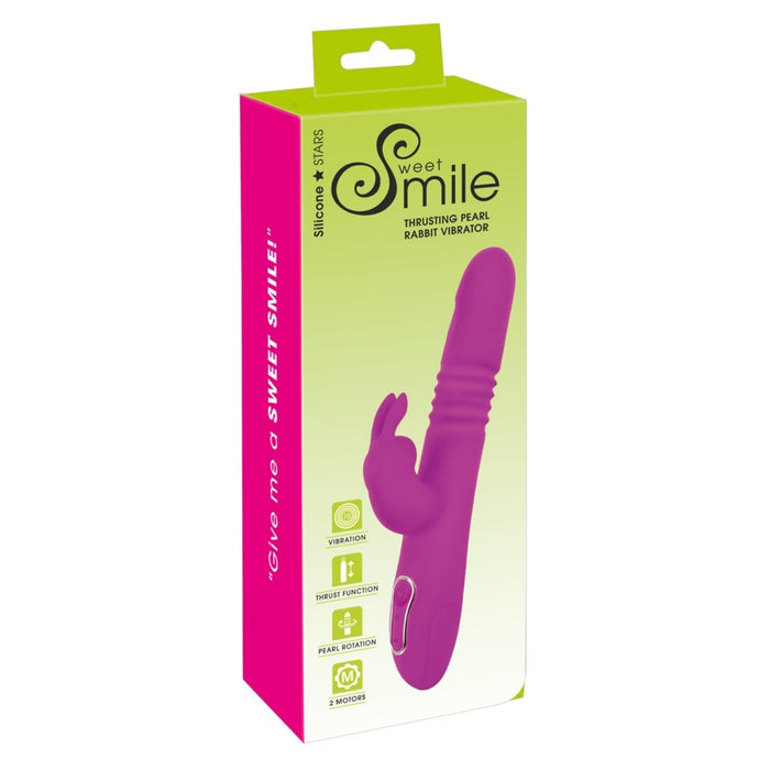 Sweet Smile Thrusting Pearl Rabbit – vibratorius, stumiamas, su klitorio stimuliacija, 26 cm