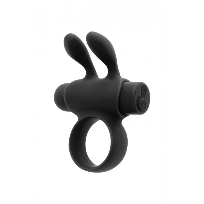 Rabbit Ring – penio žiedas su vibracija, silikoninis, juodas