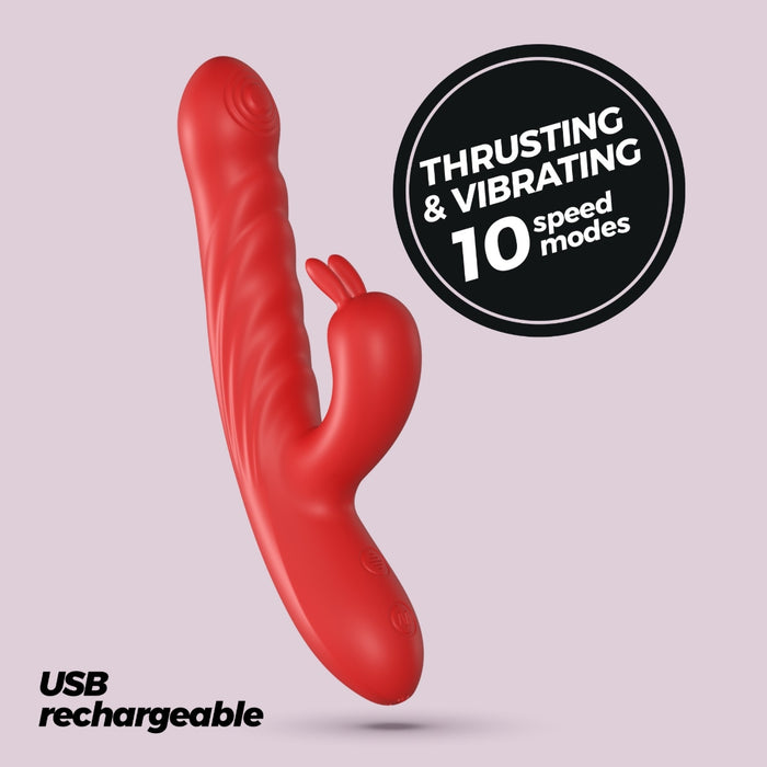 Crushious Lapin Thrusting Rabbit – thrusting rabbit vibrator, red