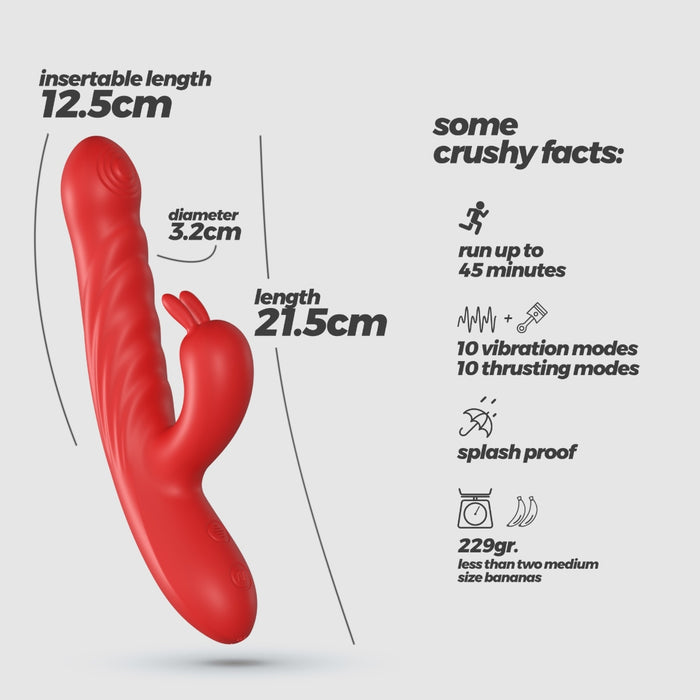 Crushious Lapin Thrusting Rabbit – thrusting rabbit vibrator, red