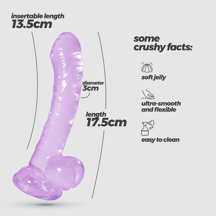 CRUSHIOUS Hudini Jelly Anal Dildo Purple – lankstus dildo su siurbtuku