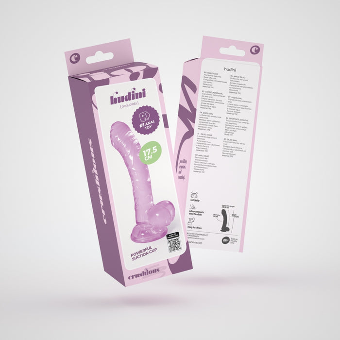 CRUSHIOUS Hudini Jelly Anal Dildo Purple – lankstus dildo su siurbtuku