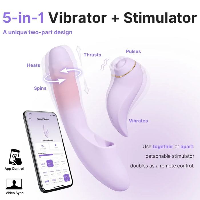 SVAKOM DuoGlow – 2-piece vibrator and clitoral stimulator, 5-in-1