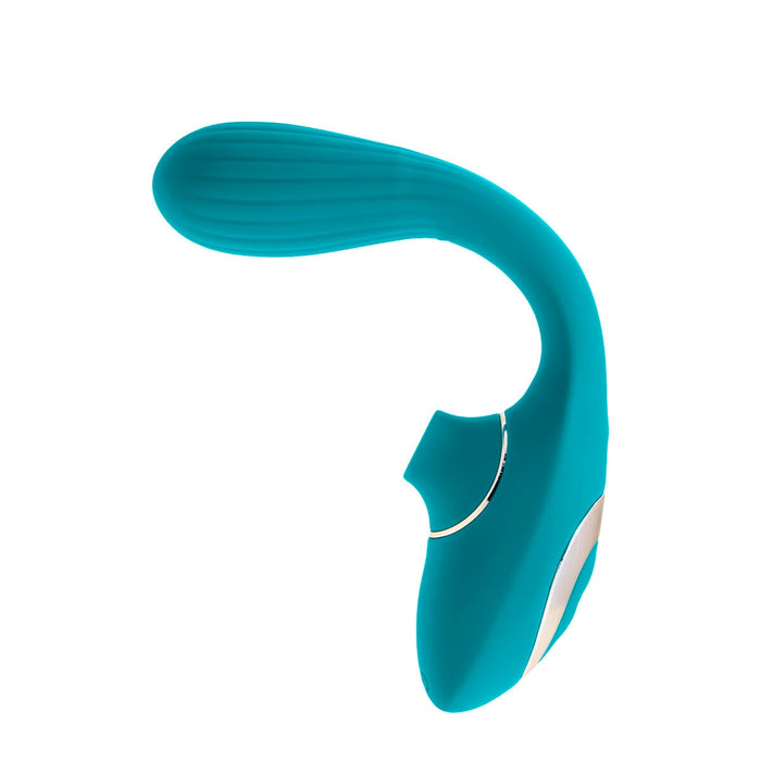 "S Pleasures Dual Suction" - Clitoral Stimulator with Vibrator (Turquoise)