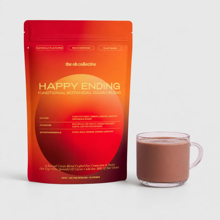 The Oh Collective Happy Ending – kakavos gėrimas su maca, ženšeniu ir damiana (120 g)