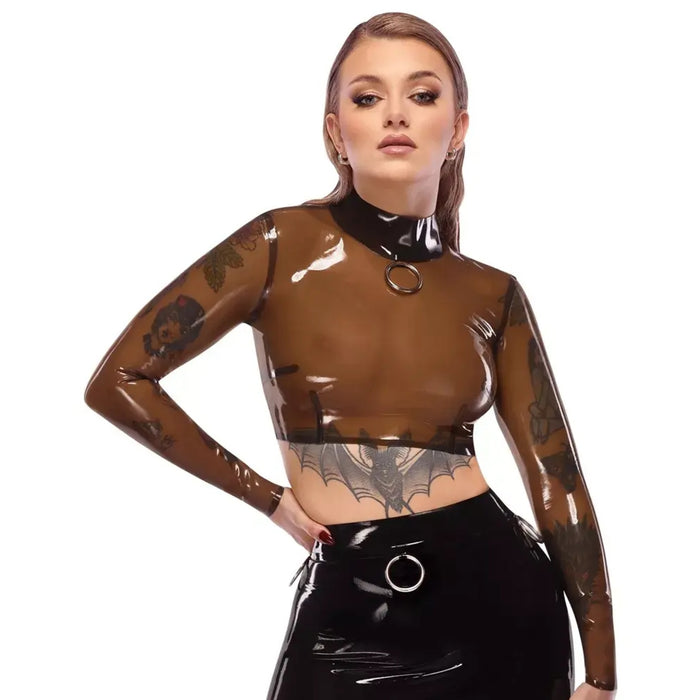 Late X – natūralaus latekso crop top su ilgomis rankovėmis, L dydis