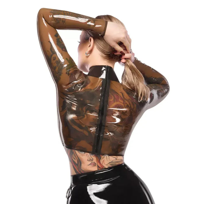 Late X – natūralaus latekso crop top su ilgomis rankovėmis, L dydis