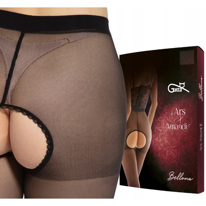 Gatta Ars Amandi Bellona – crotchless fishnet tights, black
