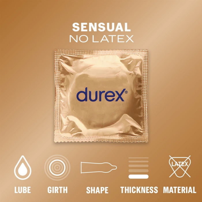 Durex Sensual No Latex 10 vnt. – itin ploni prezervatyvai be latekso