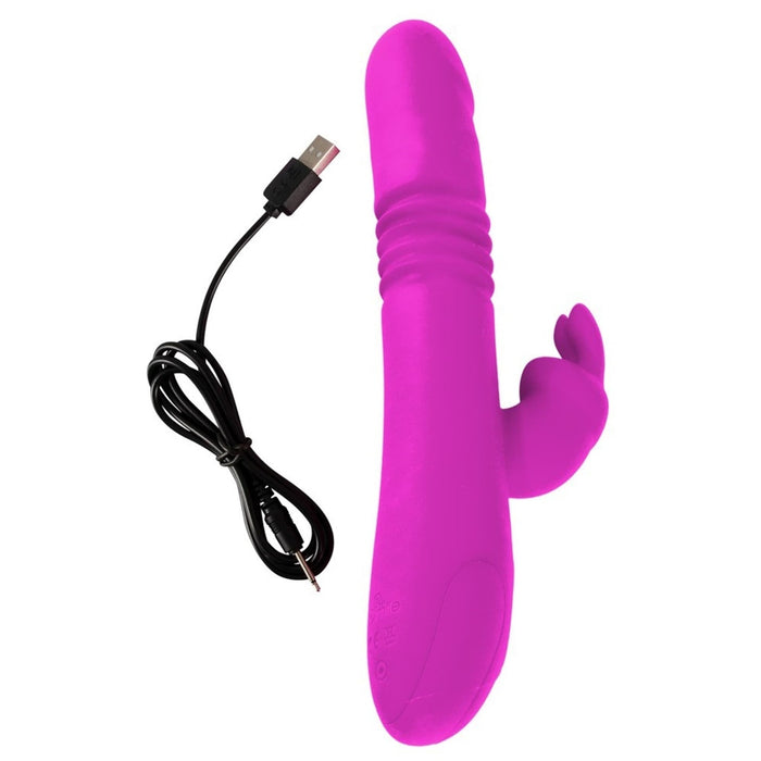 Sweet Smile Thrusting Pearl Rabbit – vibratorius, stumiamas, su klitorio stimuliacija, 26 cm
