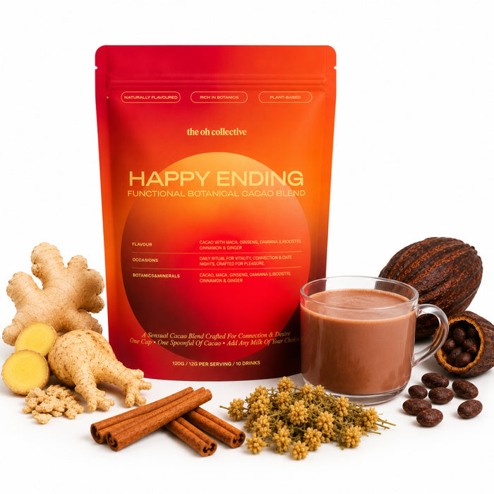 The Oh Collective Happy Ending – kakavos gėrimas su maca, ženšeniu ir damiana (120 g)