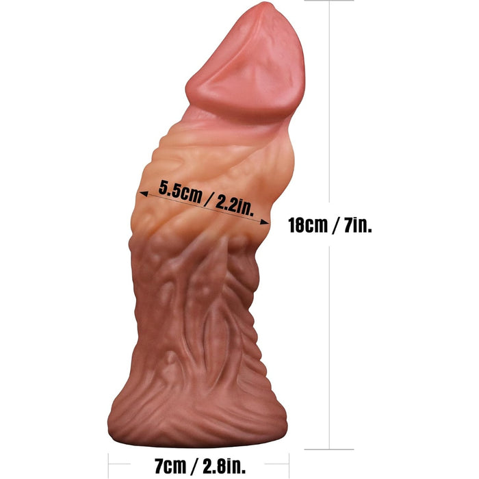 Realistic 18 cm dildo with wet skin effect and strong suction base