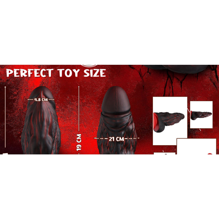Monster Knot dildo XXL with 2 thick knots and suction cup – black-red