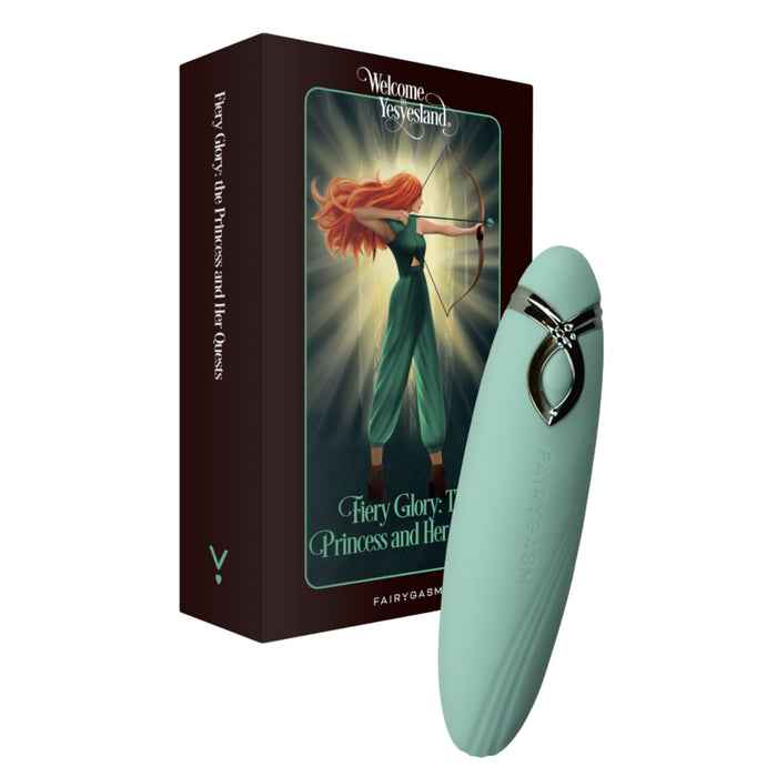 FairyGasm PleasureArrow mini vibratorius – „Fiery Glory: The Princess and Her Quests“, žalias